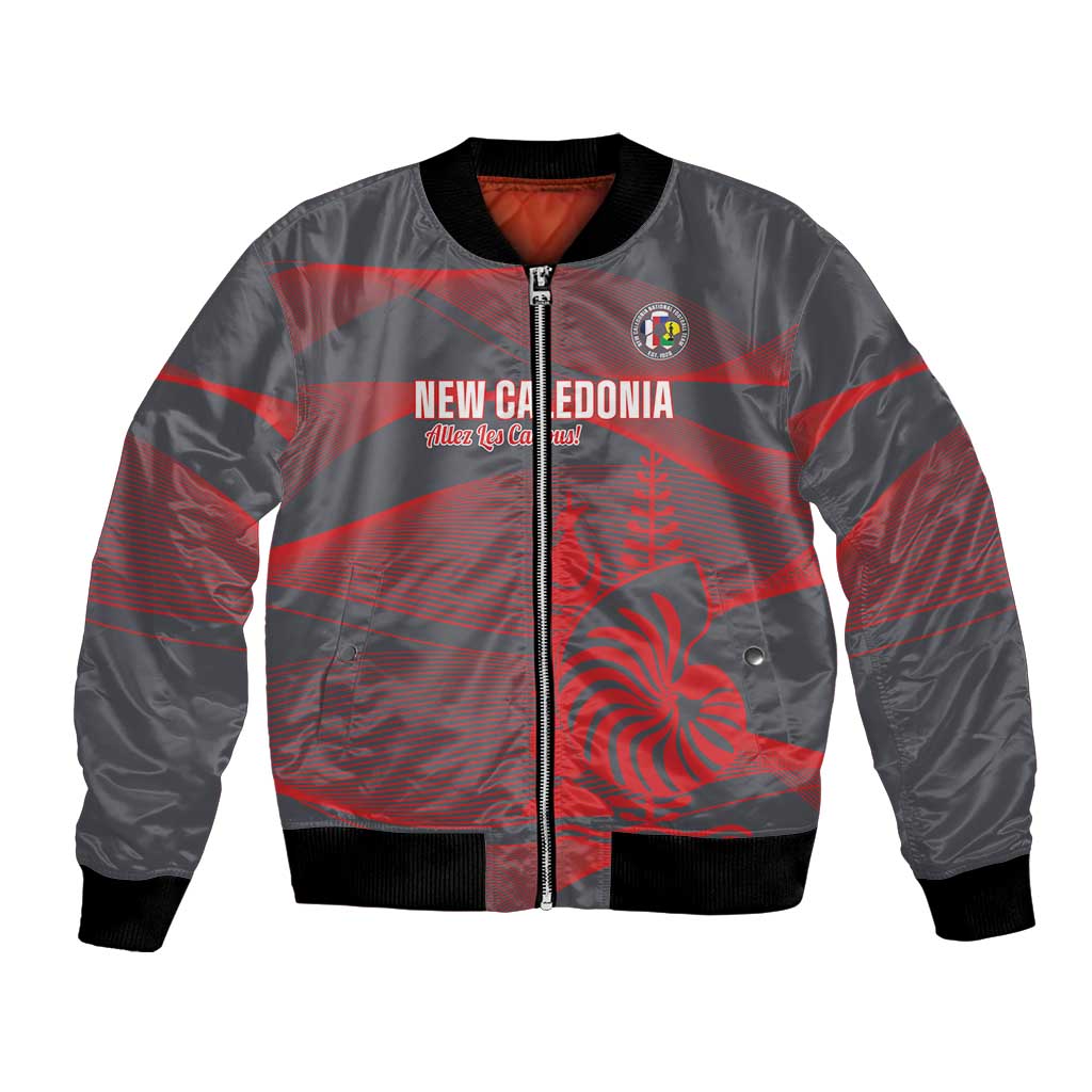 Custom New Caledonia Football Bomber Jacket Allez Les Cagous Grey Version LT14 Unisex Grey - Polynesian Pride