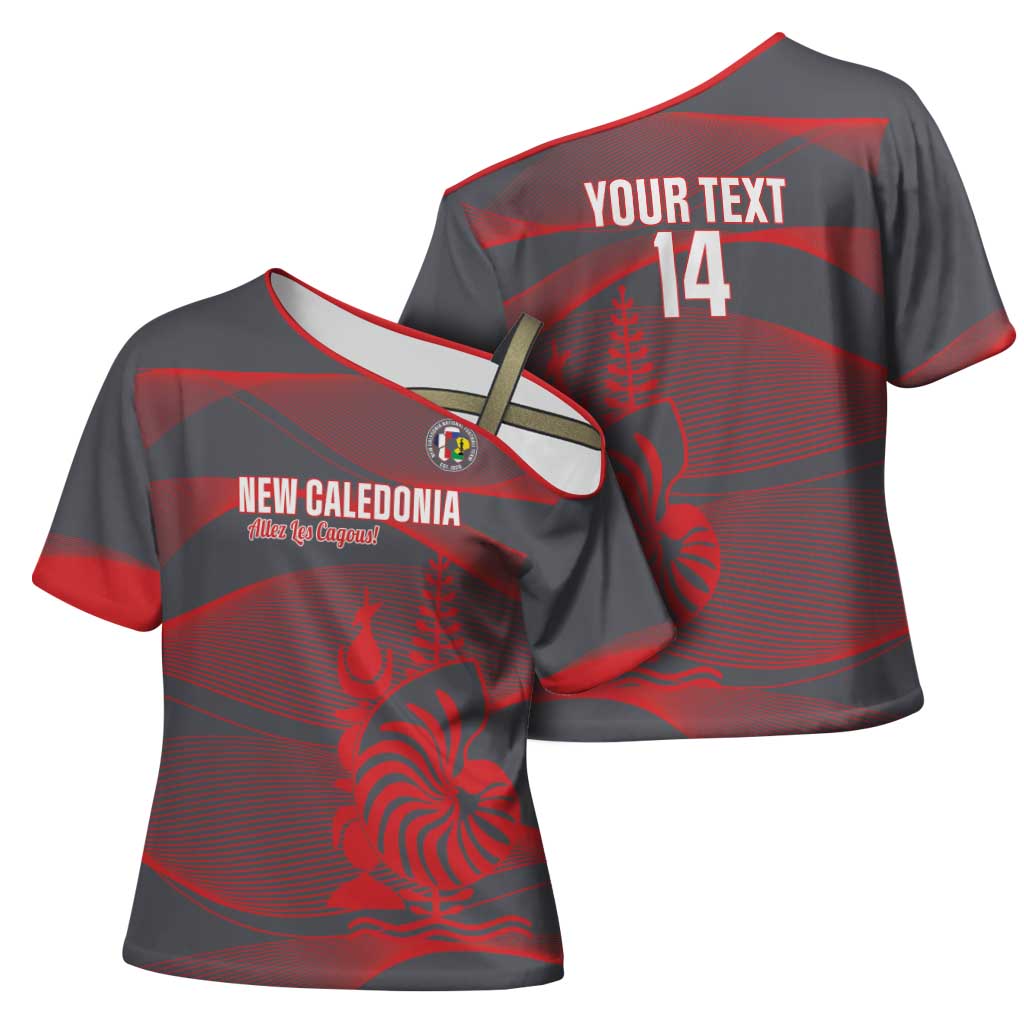 Custom New Caledonia Football Cross Shoulder Shirt Allez Les Cagous Grey Version - Polynesian Pride