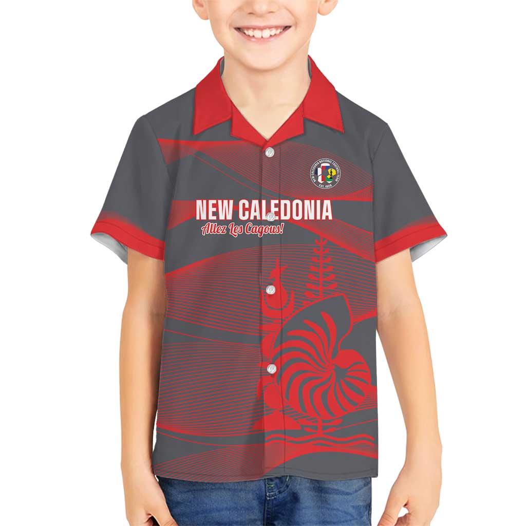 Custom New Caledonia Football Family Matching Off Shoulder Short Dress and Hawaiian Shirt Allez Les Cagous Grey Version - Polynesian Pride