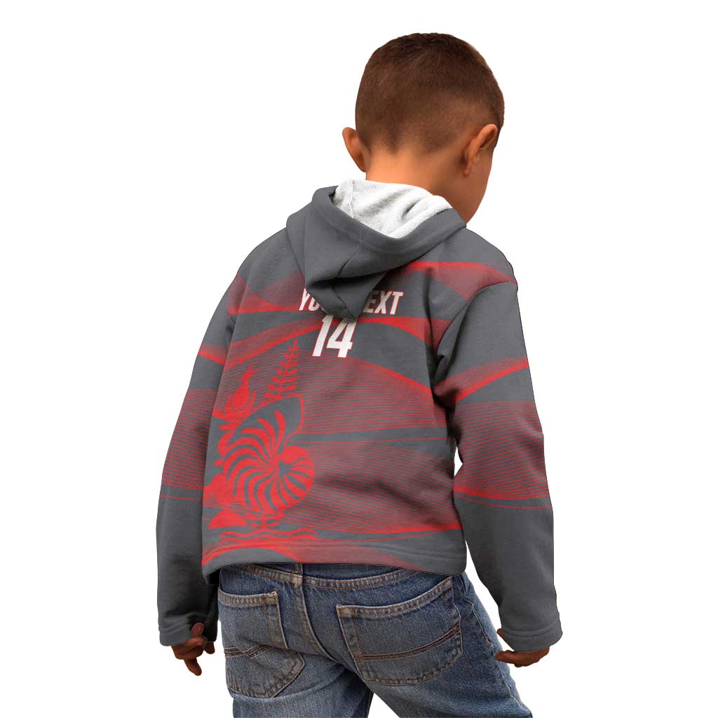Custom New Caledonia Football Kid Hoodie Allez Les Cagous Grey Version - Polynesian Pride