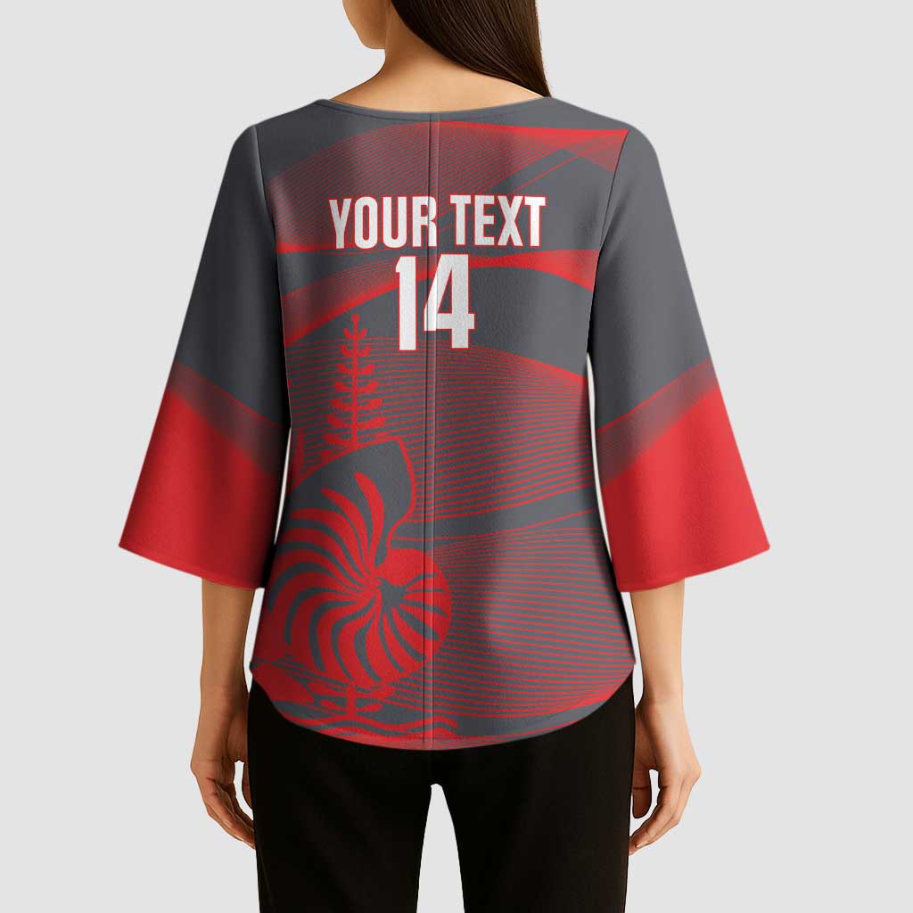 Custom New Caledonia Football Kimono Sleeve Blouse Allez Les Cagous Grey Version - Polynesian Pride