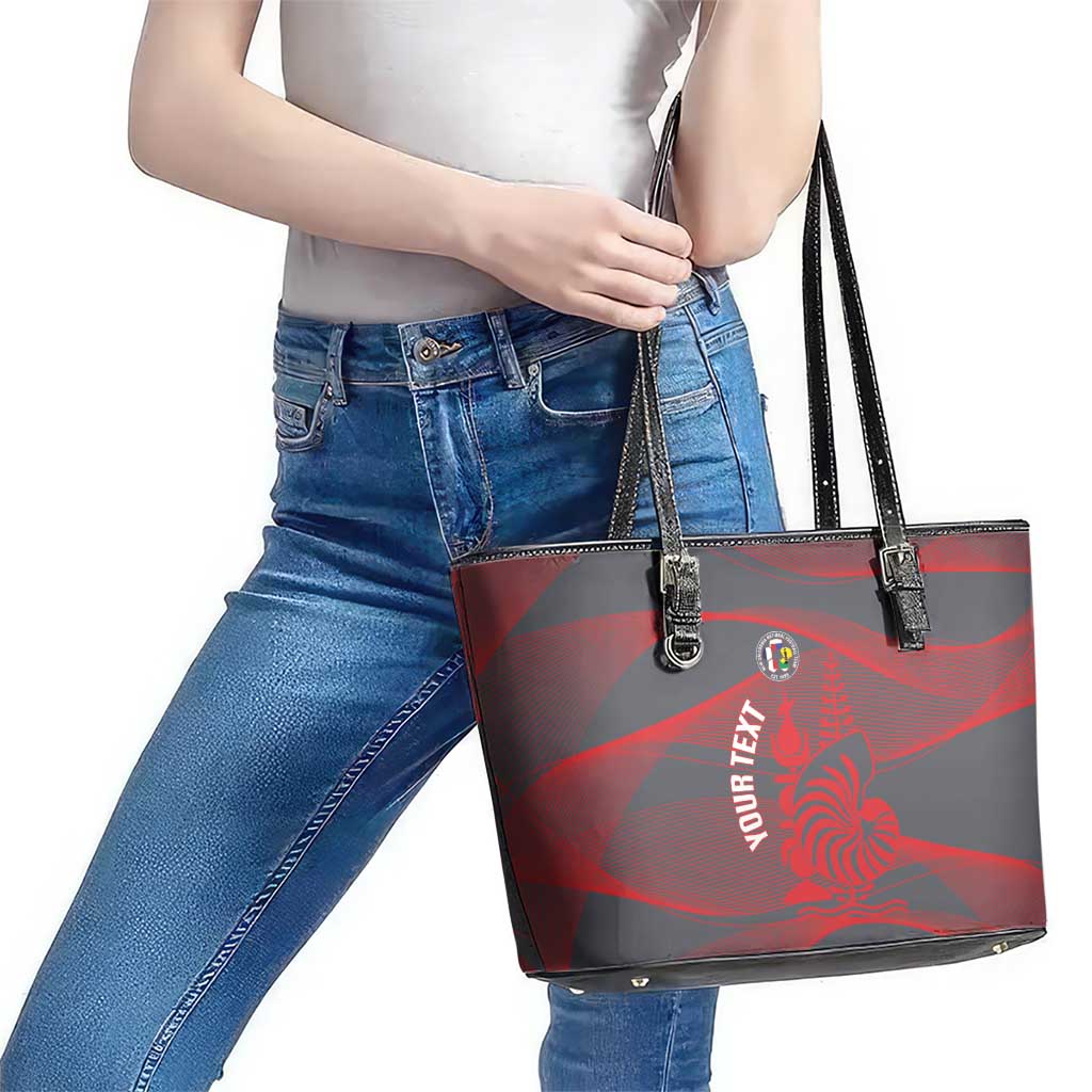 Custom New Caledonia Football Leather Tote Bag Allez Les Cagous Grey Version - Polynesian Pride