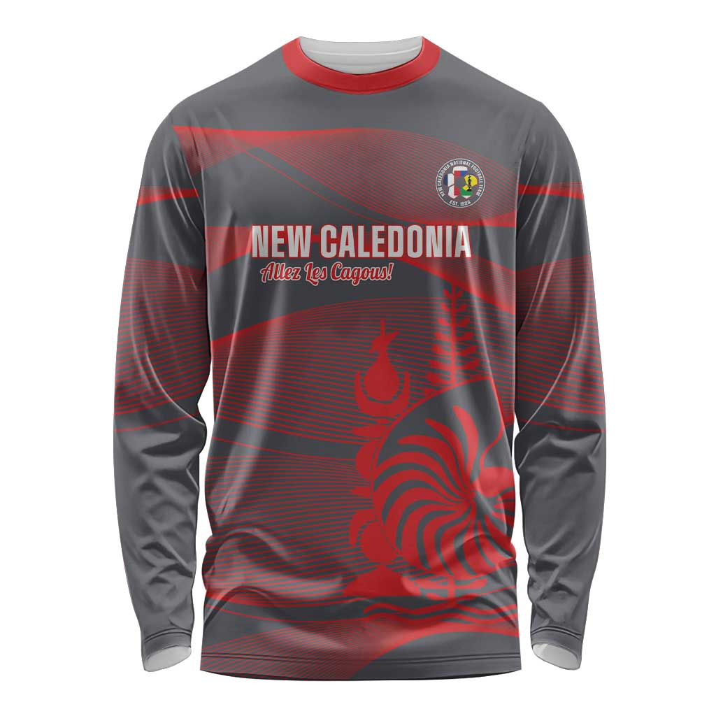 Custom New Caledonia Football Long Sleeve Shirt Allez Les Cagous Grey Version LT14 Unisex Grey - Polynesian Pride