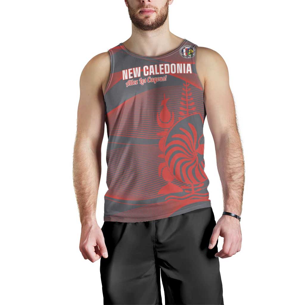 Custom New Caledonia Football Men Tank Top Allez Les Cagous Grey Version - Polynesian Pride