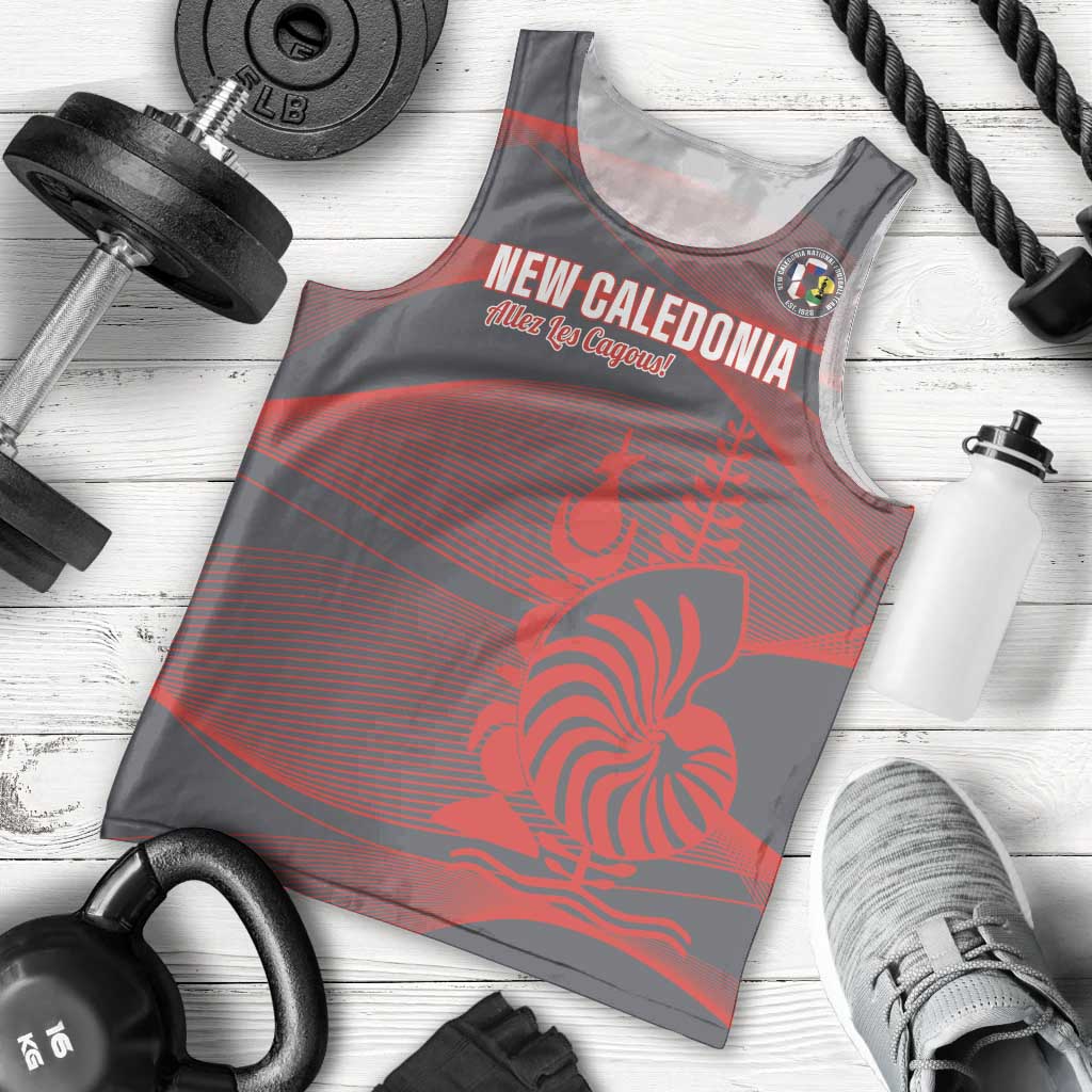 Custom New Caledonia Football Men Tank Top Allez Les Cagous Grey Version - Polynesian Pride