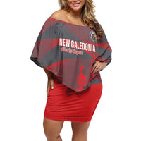 Custom New Caledonia Football Off Shoulder Short Dress Allez Les Cagous Grey Version LT14 Women Grey - Polynesian Pride