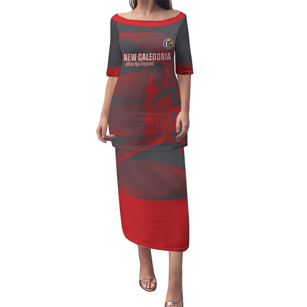 Custom New Caledonia Football Puletasi Allez Les Cagous Grey Version - Polynesian Pride