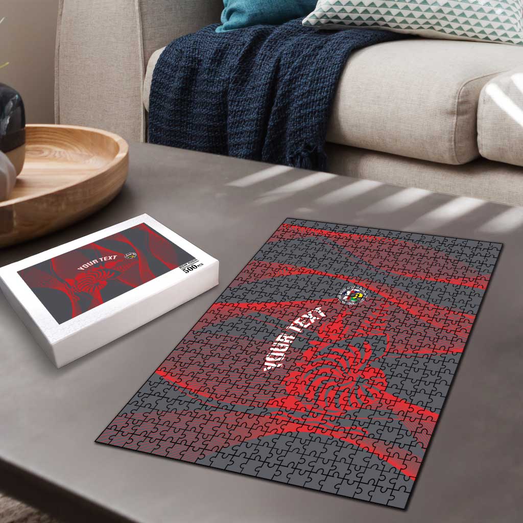 Custom New Caledonia Football Puzzle Allez Les Cagous Grey Version - Polynesian Pride