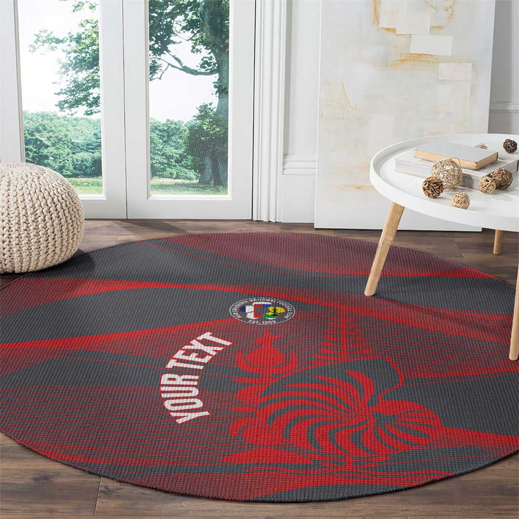 Custom New Caledonia Football Round Carpet Allez Les Cagous Grey Version LT14 - Polynesian Pride