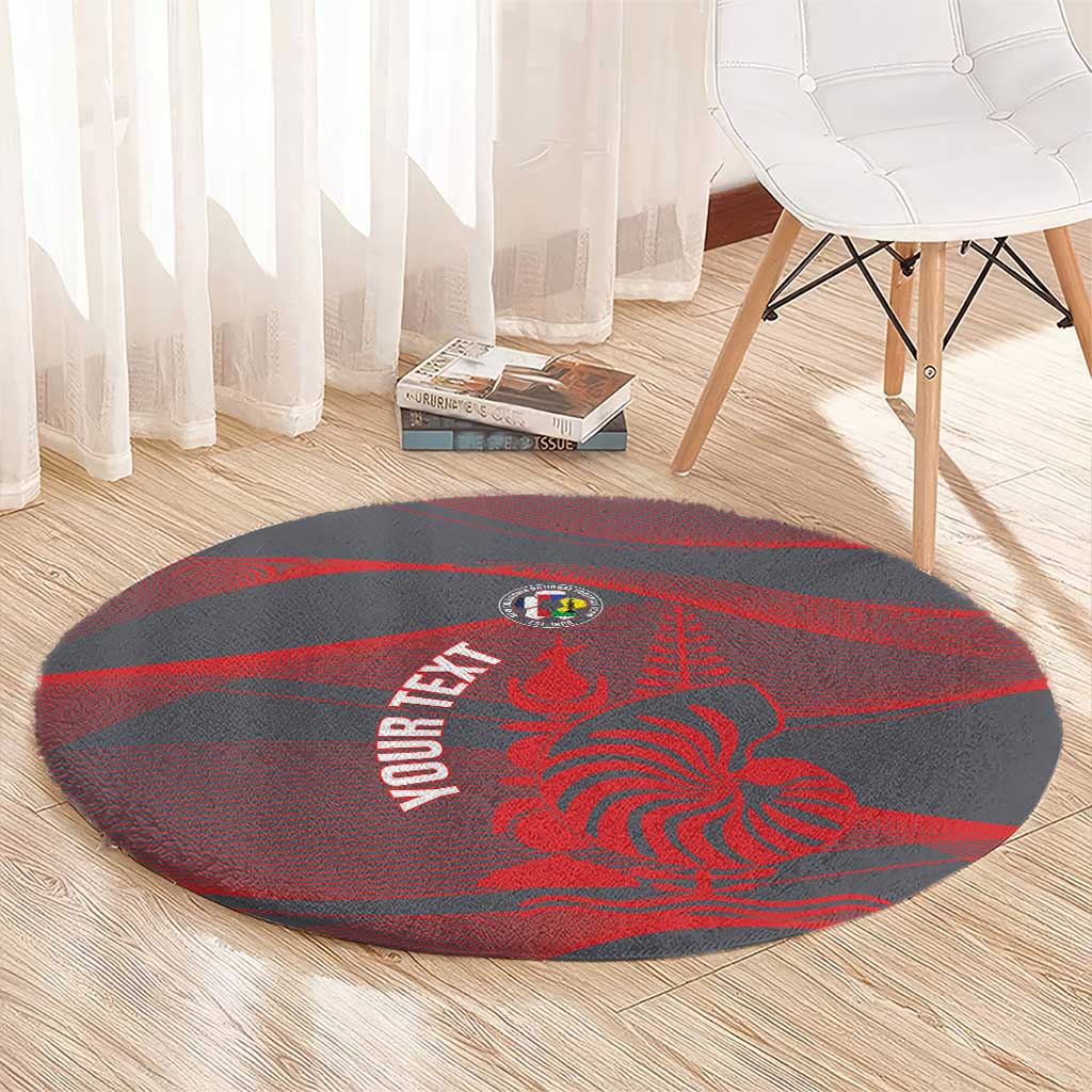 Custom New Caledonia Football Round Carpet Allez Les Cagous Grey Version LT14 - Polynesian Pride