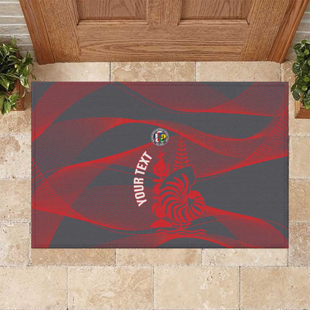 Custom New Caledonia Football Rubber Doormat Allez Les Cagous Grey Version LT14 Grey - Polynesian Pride