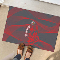 Custom New Caledonia Football Rubber Doormat Allez Les Cagous Grey Version - Polynesian Pride