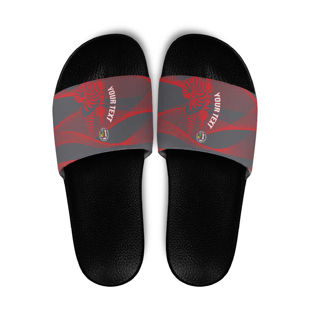 Custom New Caledonia Football Slide Sandals Allez Les Cagous Grey Version LT14 Grey - Polynesian Pride