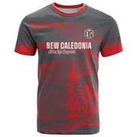 Custom New Caledonia Football T Shirt Allez Les Cagous Grey Version - Polynesian Pride