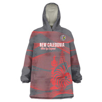 Custom New Caledonia Football Wearable Blanket Hoodie Allez Les Cagous Grey Version - Polynesian Pride