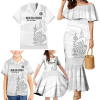 Custom New Caledonia Football Family Matching Mermaid Dress and Hawaiian Shirt Allez Les Cagous White Version - Polynesian Pride