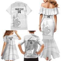 Custom New Caledonia Football Family Matching Mermaid Dress and Hawaiian Shirt Allez Les Cagous White Version - Polynesian Pride