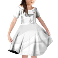 Custom New Caledonia Football Family Matching Off Shoulder Short Dress and Hawaiian Shirt Allez Les Cagous White Version - Polynesian Pride