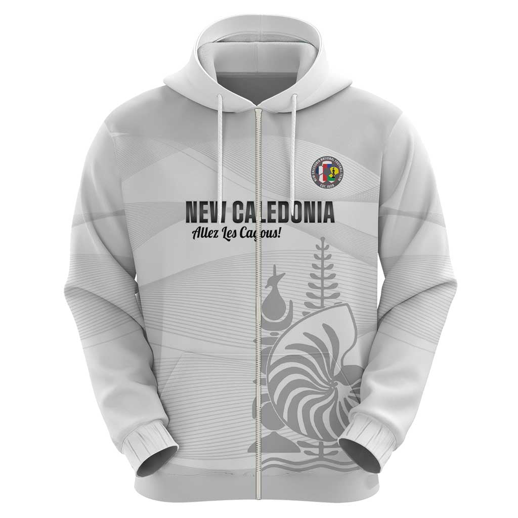 Custom New Caledonia Football Hoodie Allez Les Cagous White Version - Polynesian Pride