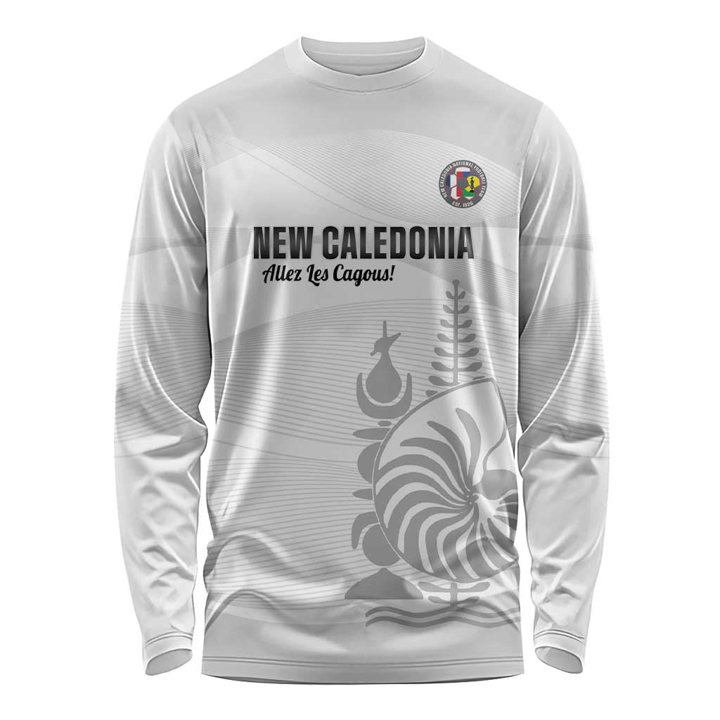 Custom New Caledonia Football Long Sleeve Shirt Allez Les Cagous White Version LT14 Unisex White - Polynesian Pride