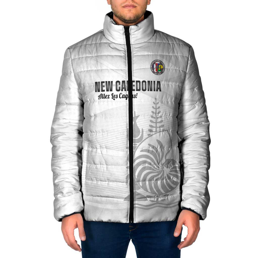 Custom New Caledonia Football Padded Jacket Allez Les Cagous White Version LT14 Men White - Polynesian Pride