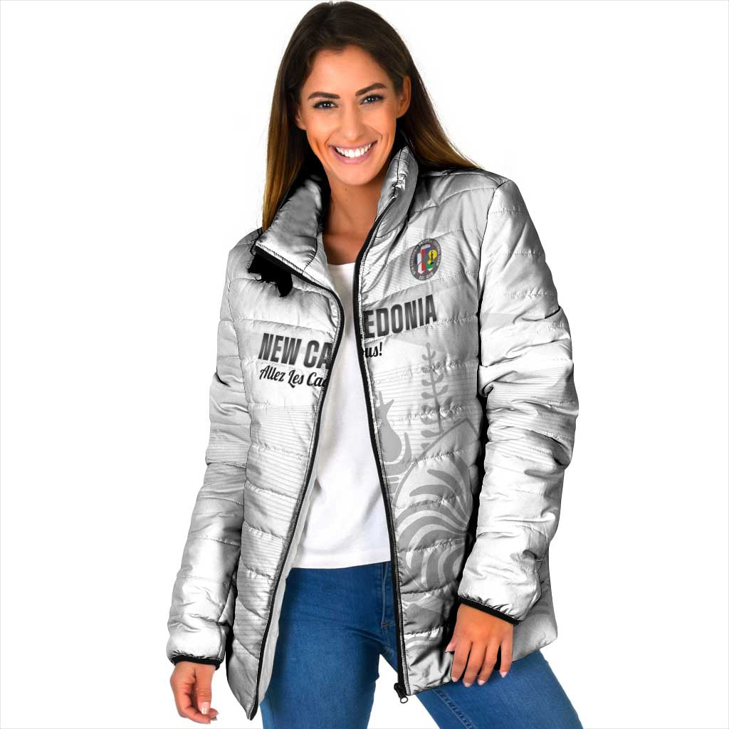 Custom New Caledonia Football Padded Jacket Allez Les Cagous White Version LT14 Women White - Polynesian Pride