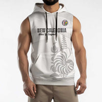 Custom New Caledonia Football Sleeveless Hoodie Allez Les Cagous White Version - Polynesian Pride