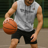 Custom New Caledonia Football Sleeveless Hoodie Allez Les Cagous White Version - Polynesian Pride
