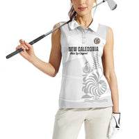 Custom New Caledonia Football Women Sleeveless Polo Shirt Allez Les Cagous White Version - Polynesian Pride