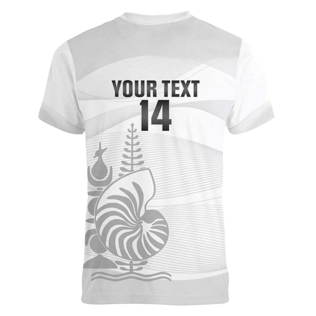 Custom New Caledonia Football Women V-Neck T-Shirt Allez Les Cagous White Version - Polynesian Pride