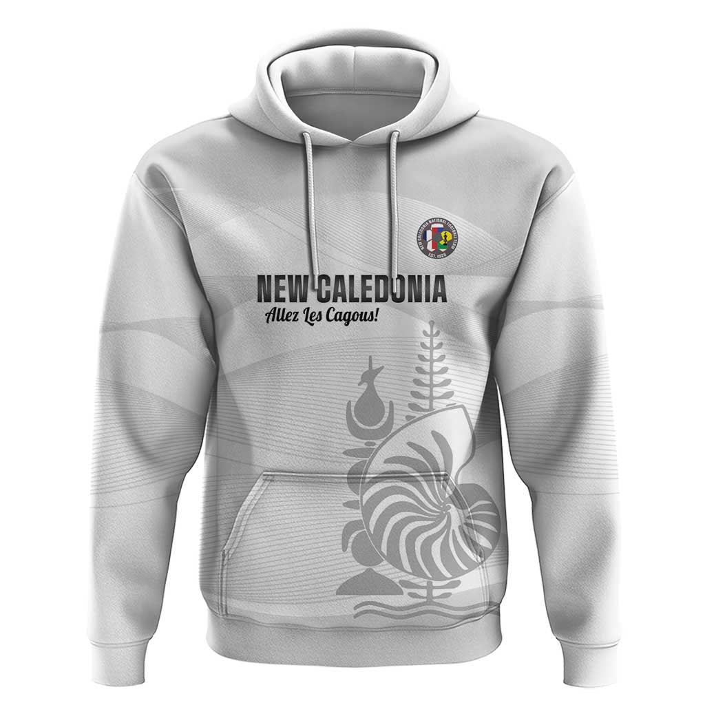 Custom New Caledonia Football Zip Hoodie Allez Les Cagous White Version - Polynesian Pride