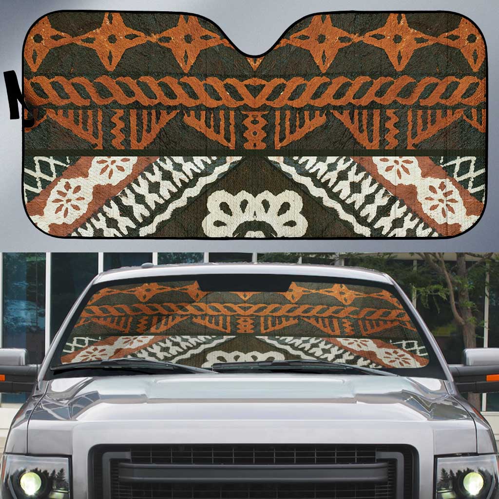Bula Fiji Tapa Auto Sun Shade Fijian Masi Vintage Vibes - Polynesian Pride