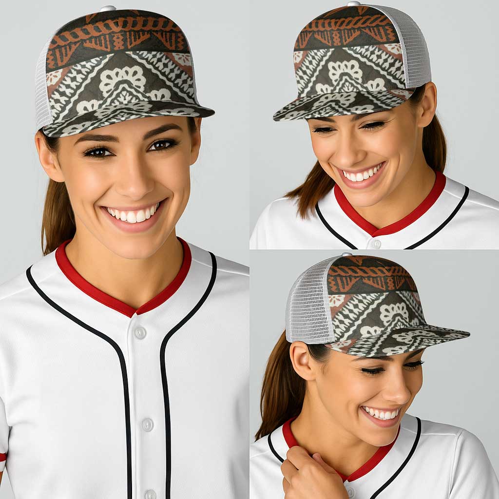 Bula Fiji Tapa Baseball Net Cap Fijian Masi Vintage Vibes - Polynesian Pride