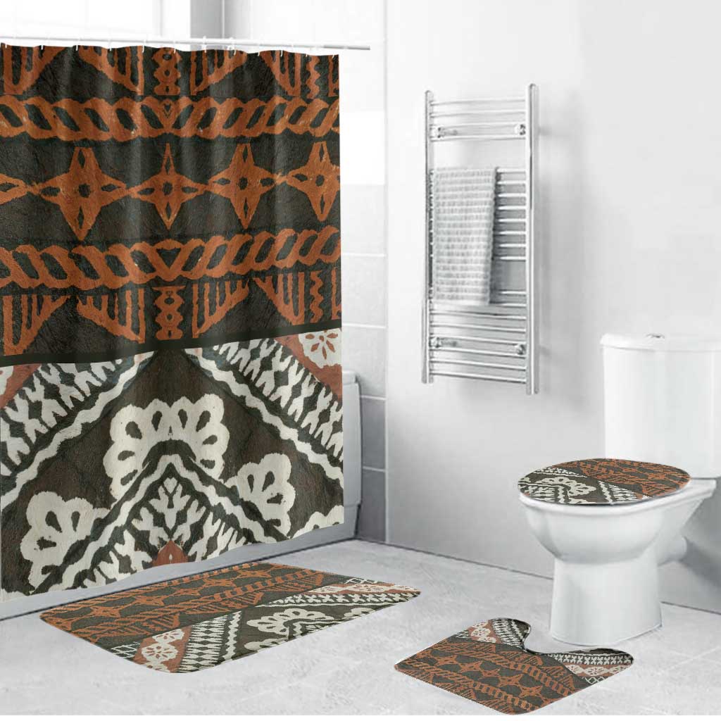 Bula Fiji Tapa Bathroom Set Fijian Masi Vintage Vibes LT14 Bathroom Set (4 pcs) Brown - Polynesian Pride