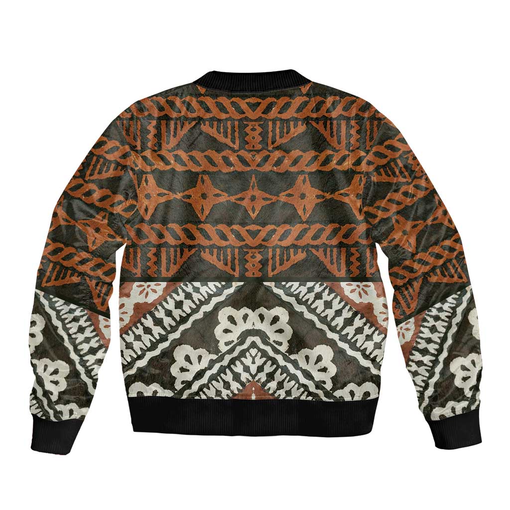Bula Fiji Tapa Bomber Jacket Fijian Masi Vintage Vibes - Polynesian Pride