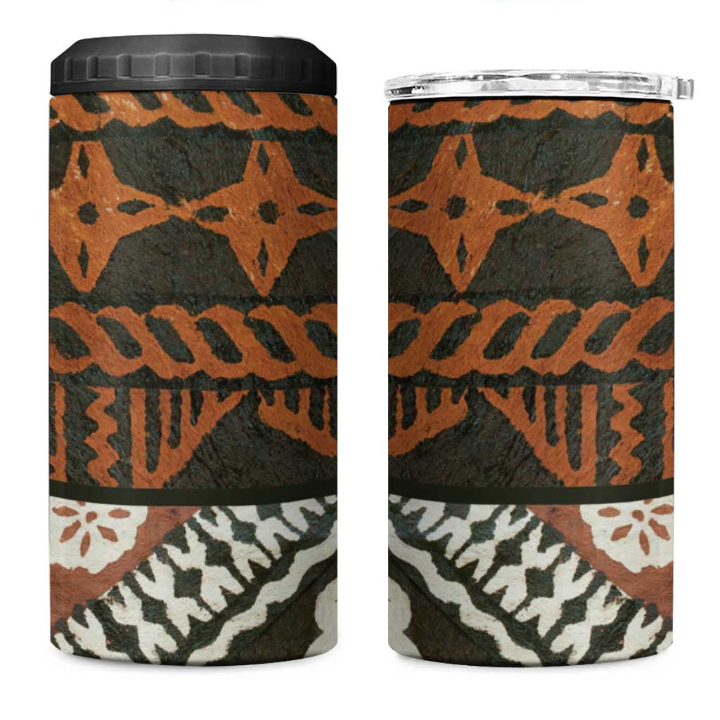 Bula Fiji Tapa 4 in 1 Can Cooler Tumbler Fijian Masi Vintage Vibes LT14 One Size: 16 oz Brown - Polynesian Pride