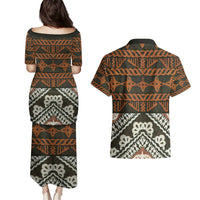 Bula Fiji Tapa Couples Matching Puletasi and Hawaiian Shirt Fijian Masi Vintage Vibes - Polynesian Pride