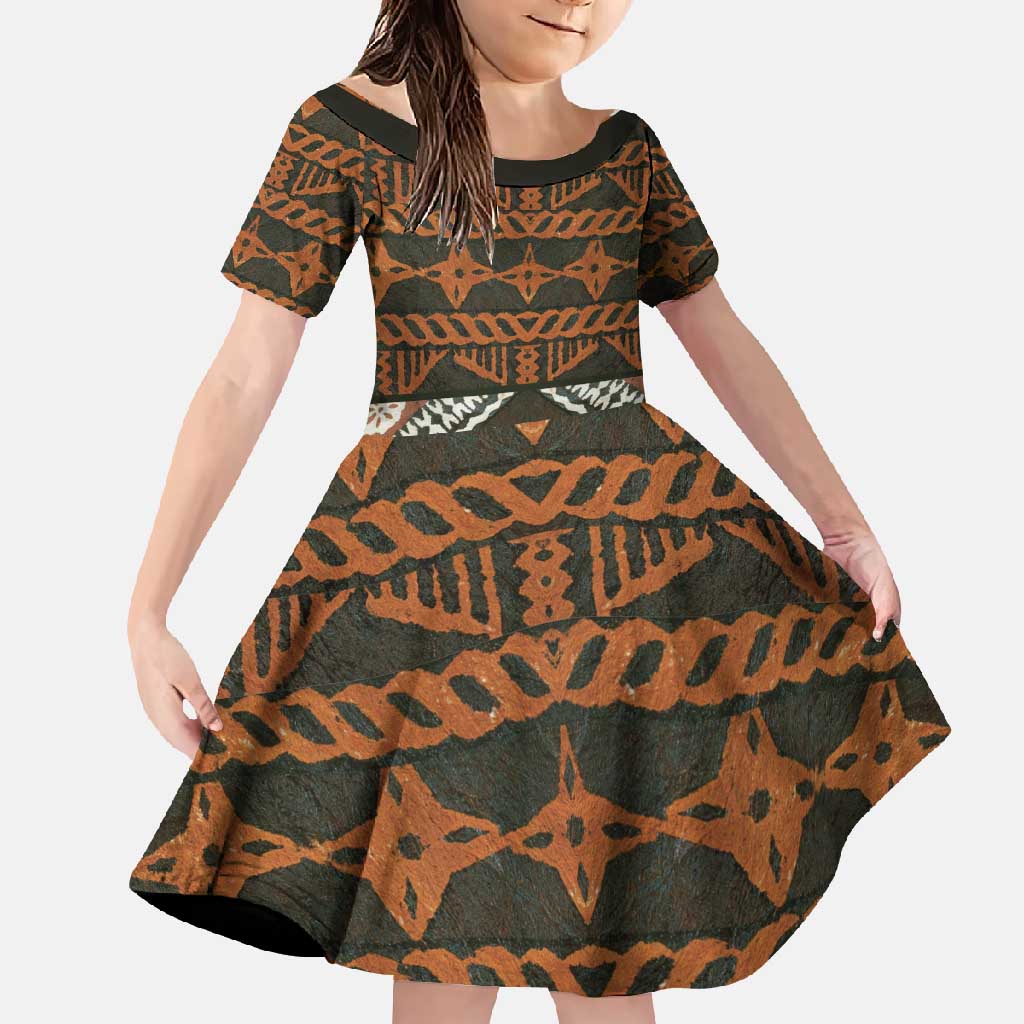 Bula Fiji Tapa Family Matching Long Sleeve Bodycon Dress and Hawaiian Shirt Fijian Masi Vintage Vibes - Polynesian Pride