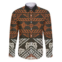 Bula Fiji Tapa Family Matching Off The Shoulder Long Sleeve Dress and Hawaiian Shirt Fijian Masi Vintage Vibes - Polynesian Pride