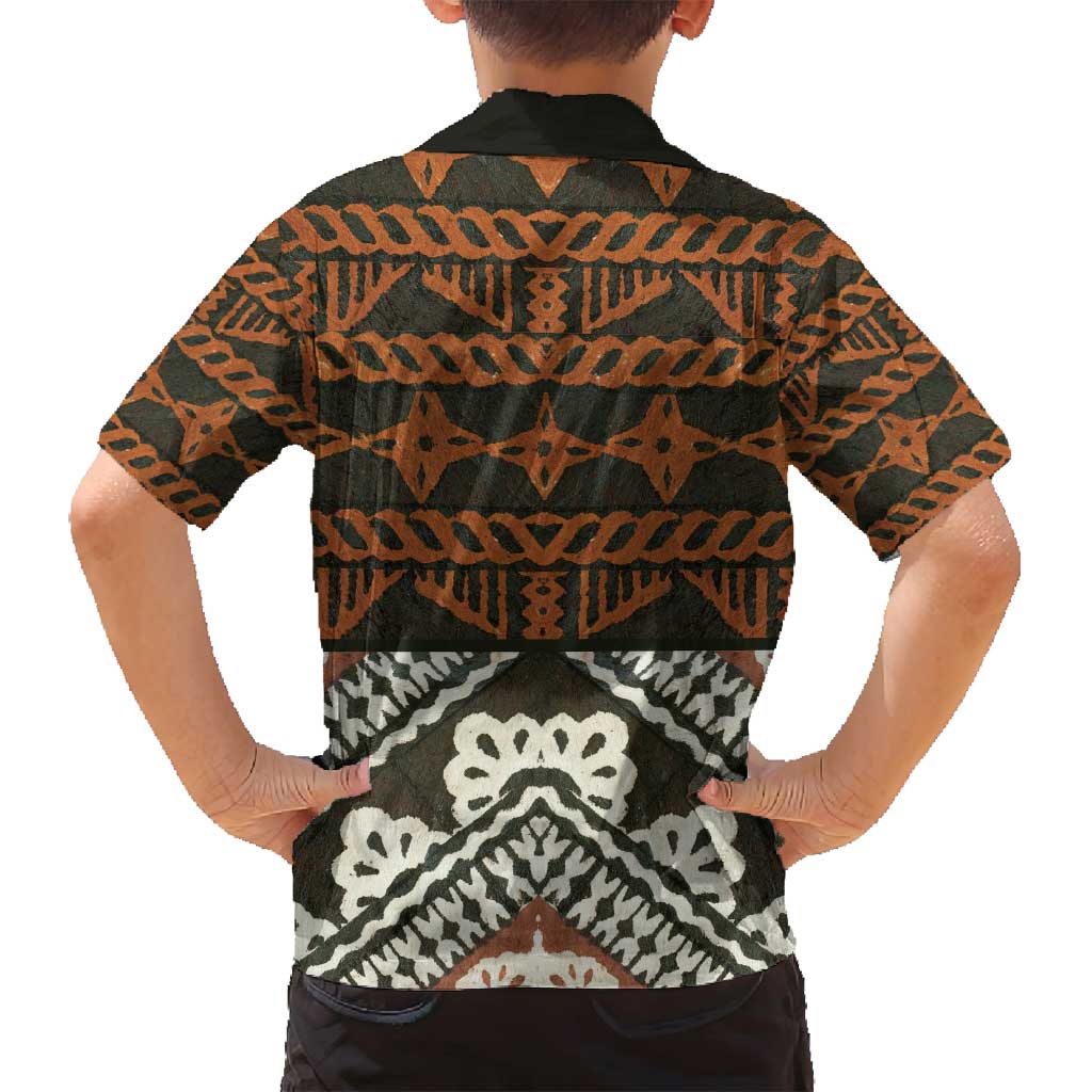 Bula Fiji Tapa Family Matching Off Shoulder Short Dress and Hawaiian Shirt Fijian Masi Vintage Vibes - Polynesian Pride
