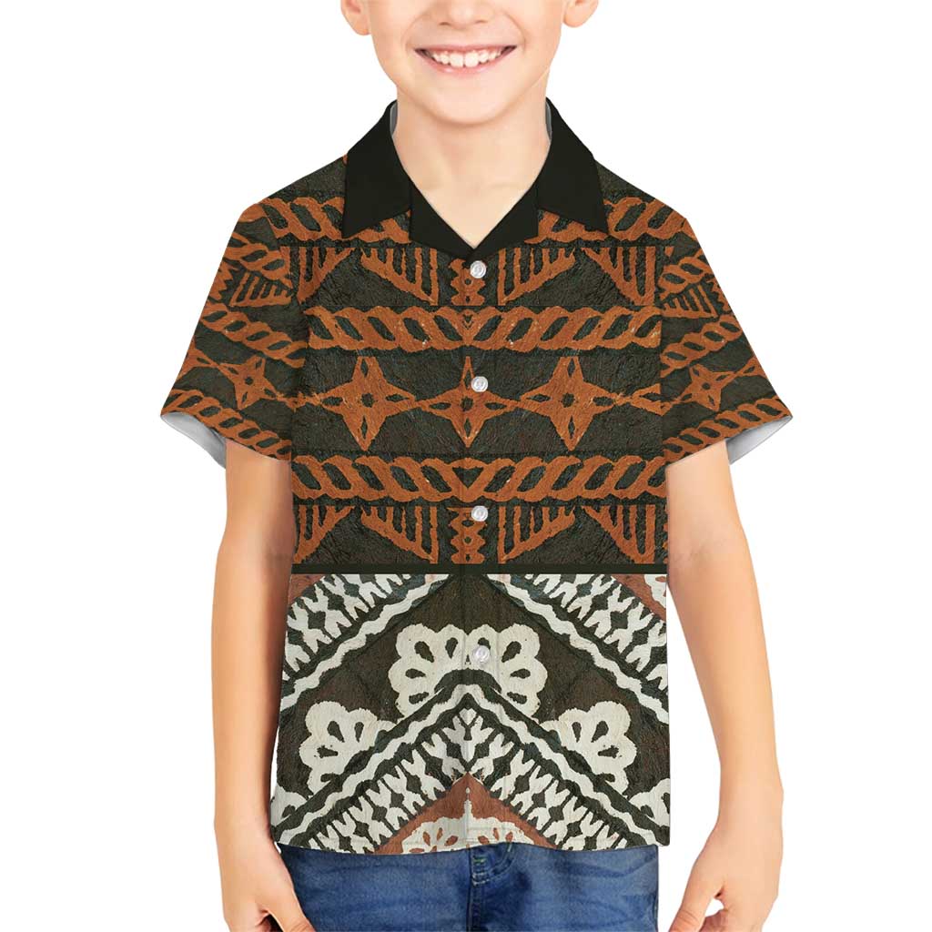 Bula Fiji Tapa Family Matching Off Shoulder Short Dress and Hawaiian Shirt Fijian Masi Vintage Vibes - Polynesian Pride