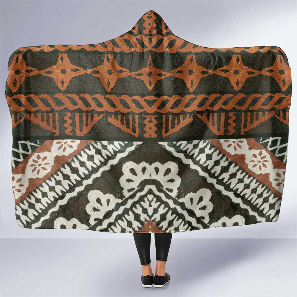 Bula Fiji Tapa Hooded Blanket Fijian Masi Vintage Vibes LT14 One Size Brown - Polynesian Pride