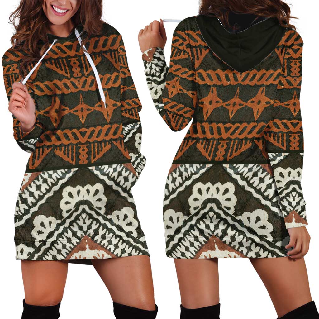 Bula Fiji Tapa Hoodie Dress Fijian Masi Vintage Vibes - Polynesian Pride