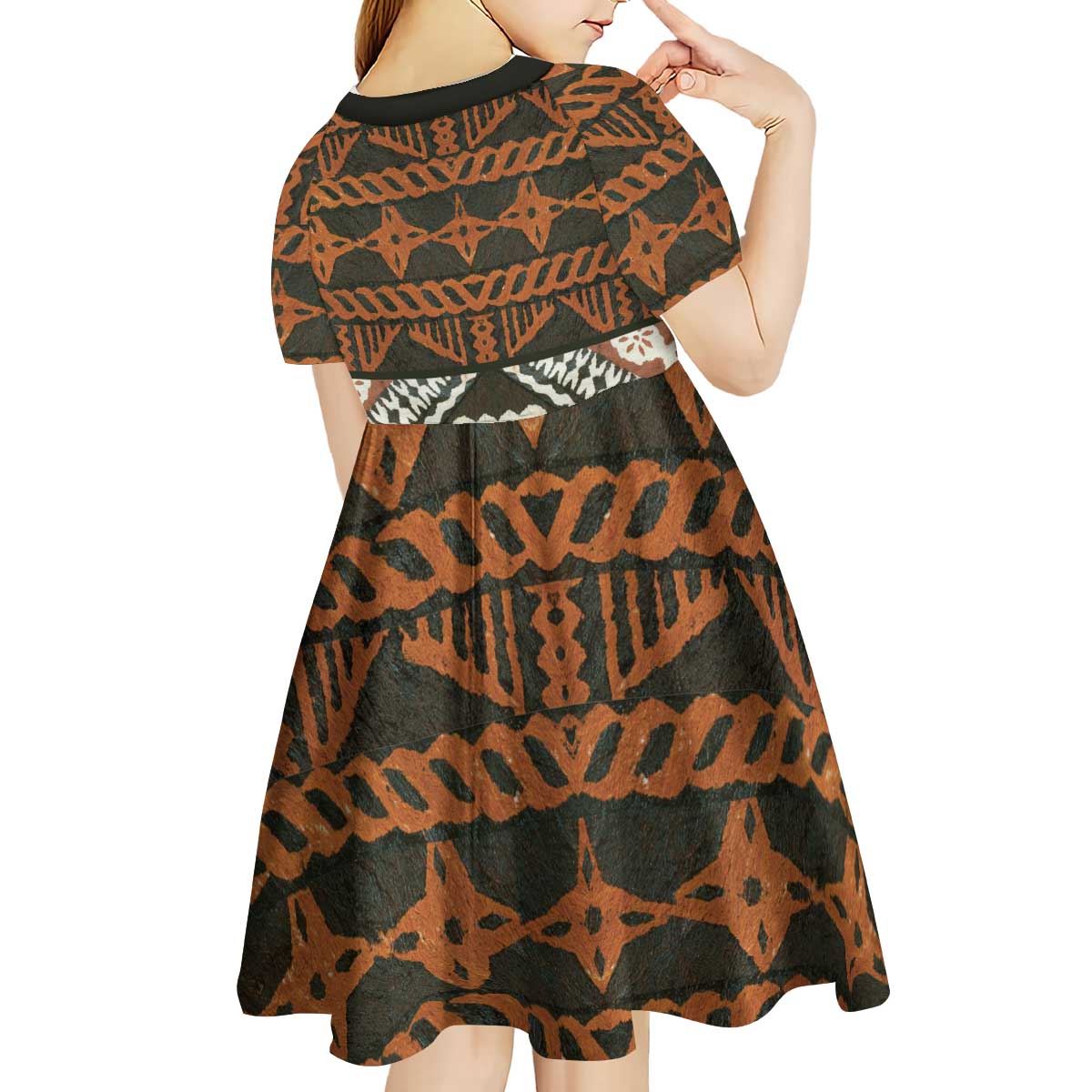 Bula Fiji Tapa Kid Short Sleeve Dress Fijian Masi Vintage Vibes - Polynesian Pride