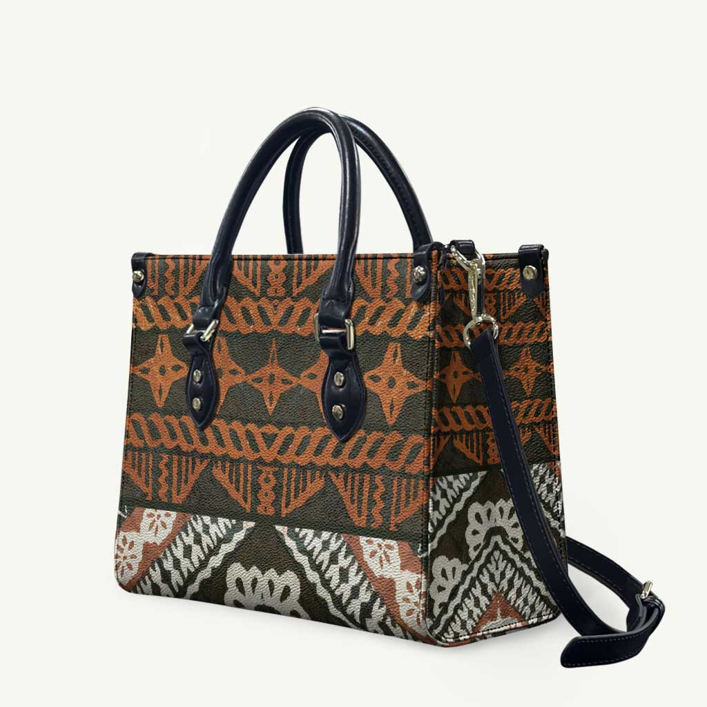Bula Fiji Tapa Leather Bag Fijian Masi Vintage Vibes LT14 Brown - Polynesian Pride