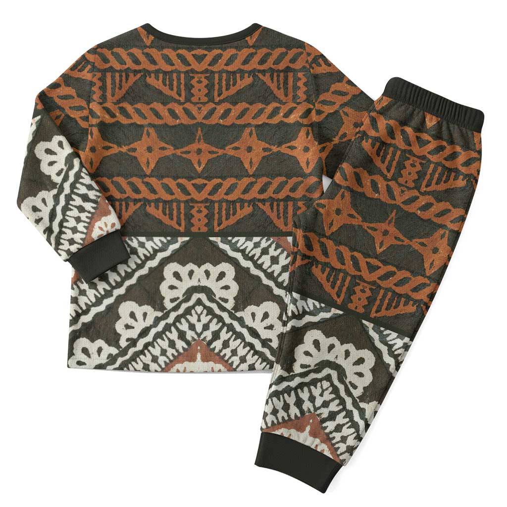 Bula Fiji Tapa Christmas Pajama Set Fijian Masi Vintage Vibes - Polynesian Pride