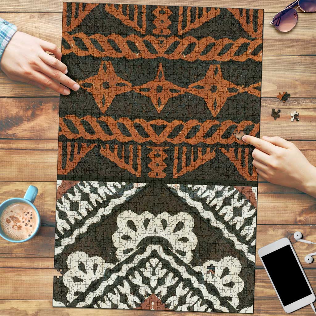 Bula Fiji Tapa Puzzle Fijian Masi Vintage Vibes LT14 Brown - Polynesian Pride