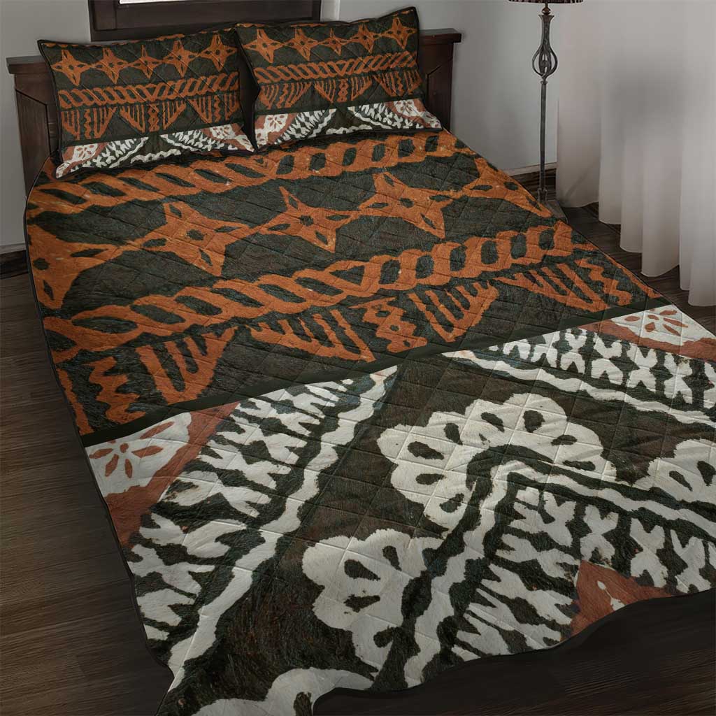 Bula Fiji Tapa Quilt Bed Set Fijian Masi Vintage Vibes LT14 Brown - Polynesian Pride