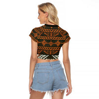 Bula Fiji Tapa Raglan Cropped T Shirt Fijian Masi Vintage Vibes - Polynesian Pride