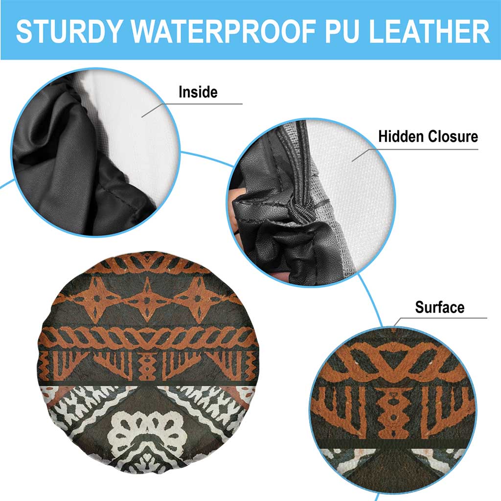 Bula Fiji Tapa Spare Tire Cover Fijian Masi Vintage Vibes - Polynesian Pride